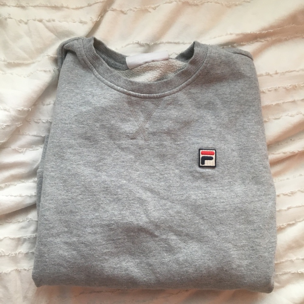 fila heavy cotton women gray crew neck sweatshirt